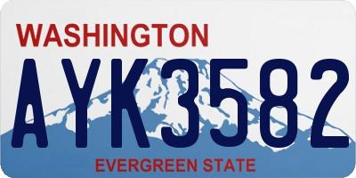 WA license plate AYK3582
