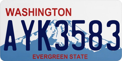 WA license plate AYK3583