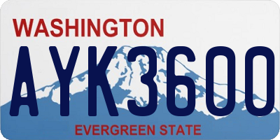 WA license plate AYK3600