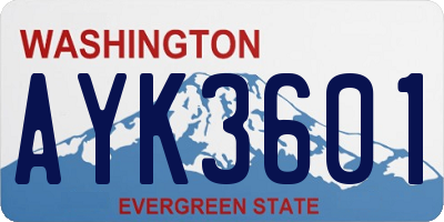 WA license plate AYK3601