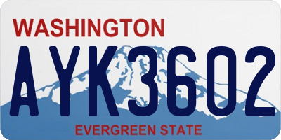 WA license plate AYK3602