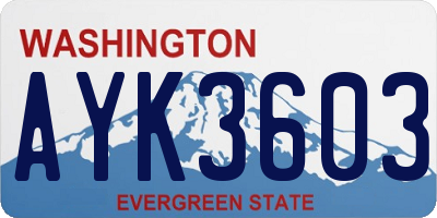 WA license plate AYK3603