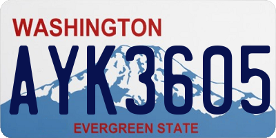 WA license plate AYK3605