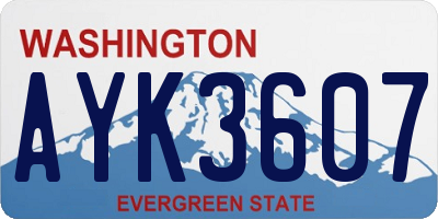 WA license plate AYK3607
