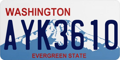 WA license plate AYK3610