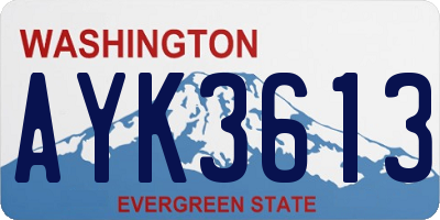 WA license plate AYK3613