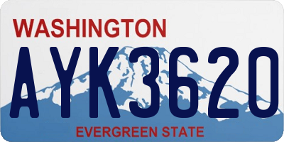 WA license plate AYK3620
