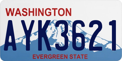 WA license plate AYK3621