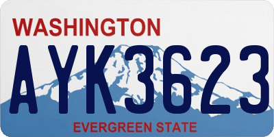 WA license plate AYK3623