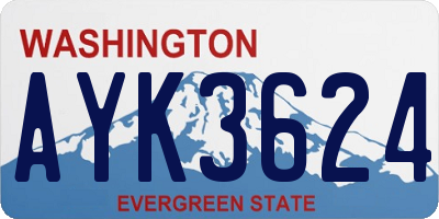 WA license plate AYK3624
