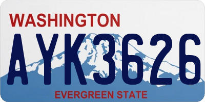 WA license plate AYK3626