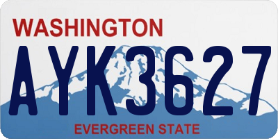 WA license plate AYK3627