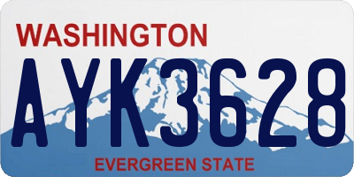 WA license plate AYK3628