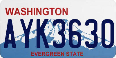 WA license plate AYK3630