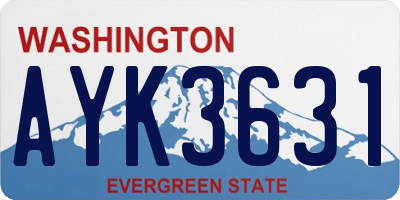 WA license plate AYK3631
