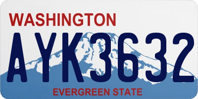 WA license plate AYK3632
