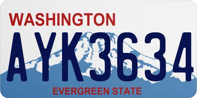 WA license plate AYK3634