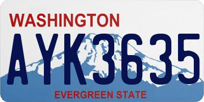 WA license plate AYK3635