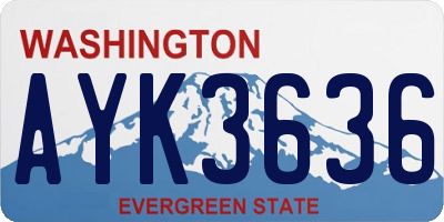 WA license plate AYK3636