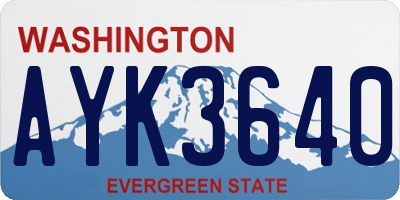 WA license plate AYK3640