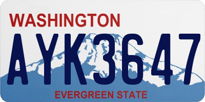 WA license plate AYK3647