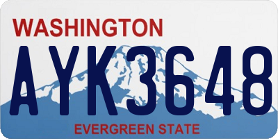 WA license plate AYK3648