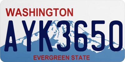 WA license plate AYK3650