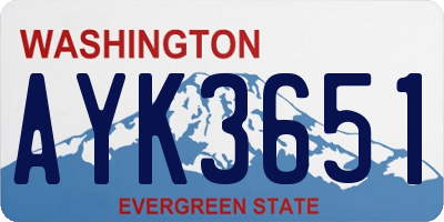 WA license plate AYK3651