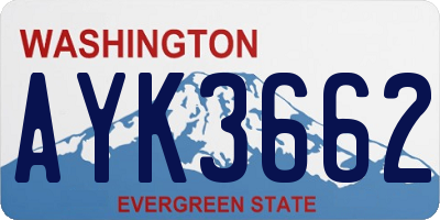 WA license plate AYK3662
