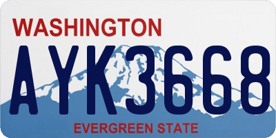 WA license plate AYK3668