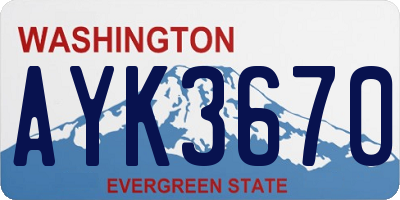 WA license plate AYK3670