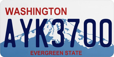 WA license plate AYK3700