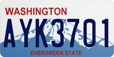 WA license plate AYK3701