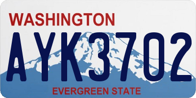WA license plate AYK3702