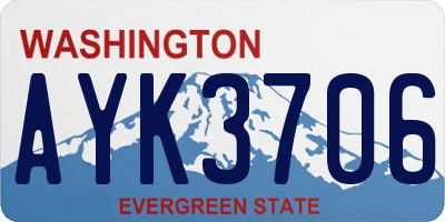 WA license plate AYK3706