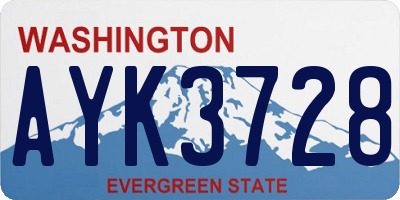 WA license plate AYK3728