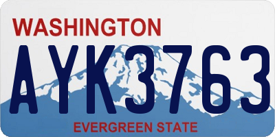 WA license plate AYK3763