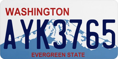 WA license plate AYK3765
