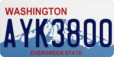WA license plate AYK3800