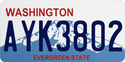 WA license plate AYK3802