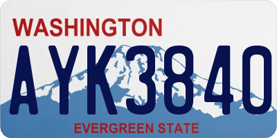 WA license plate AYK3840