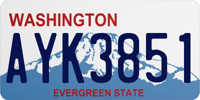 WA license plate AYK3851