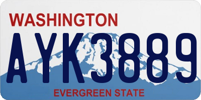 WA license plate AYK3889