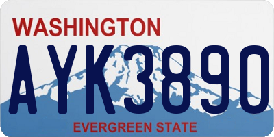 WA license plate AYK3890