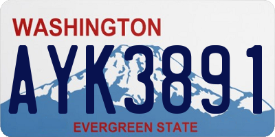 WA license plate AYK3891