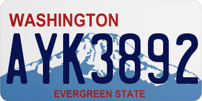 WA license plate AYK3892