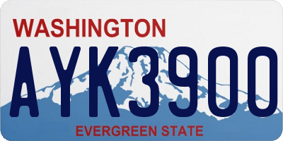 WA license plate AYK3900