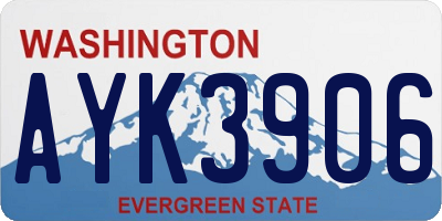WA license plate AYK3906