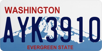 WA license plate AYK3910