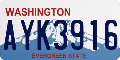 WA license plate AYK3916